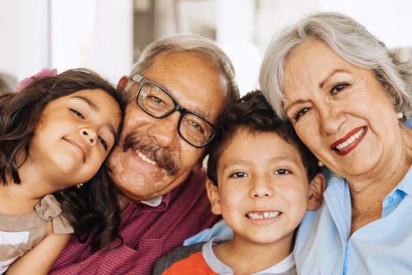 Hispanic Multigenerational Family, grandparents and grandchildren